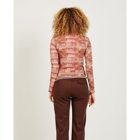 Paloma Wool Cometa Top Long Sleeve Dark Pink Abstract Swirl Print Size Small - Picture 3 of 14